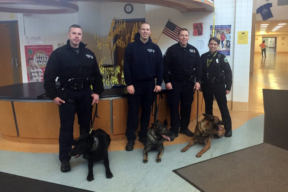 State Police and Catskill Police K9 officers and thier dogs