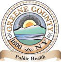 Greene County, NY Public Health Seal showing sun setting behind mountain