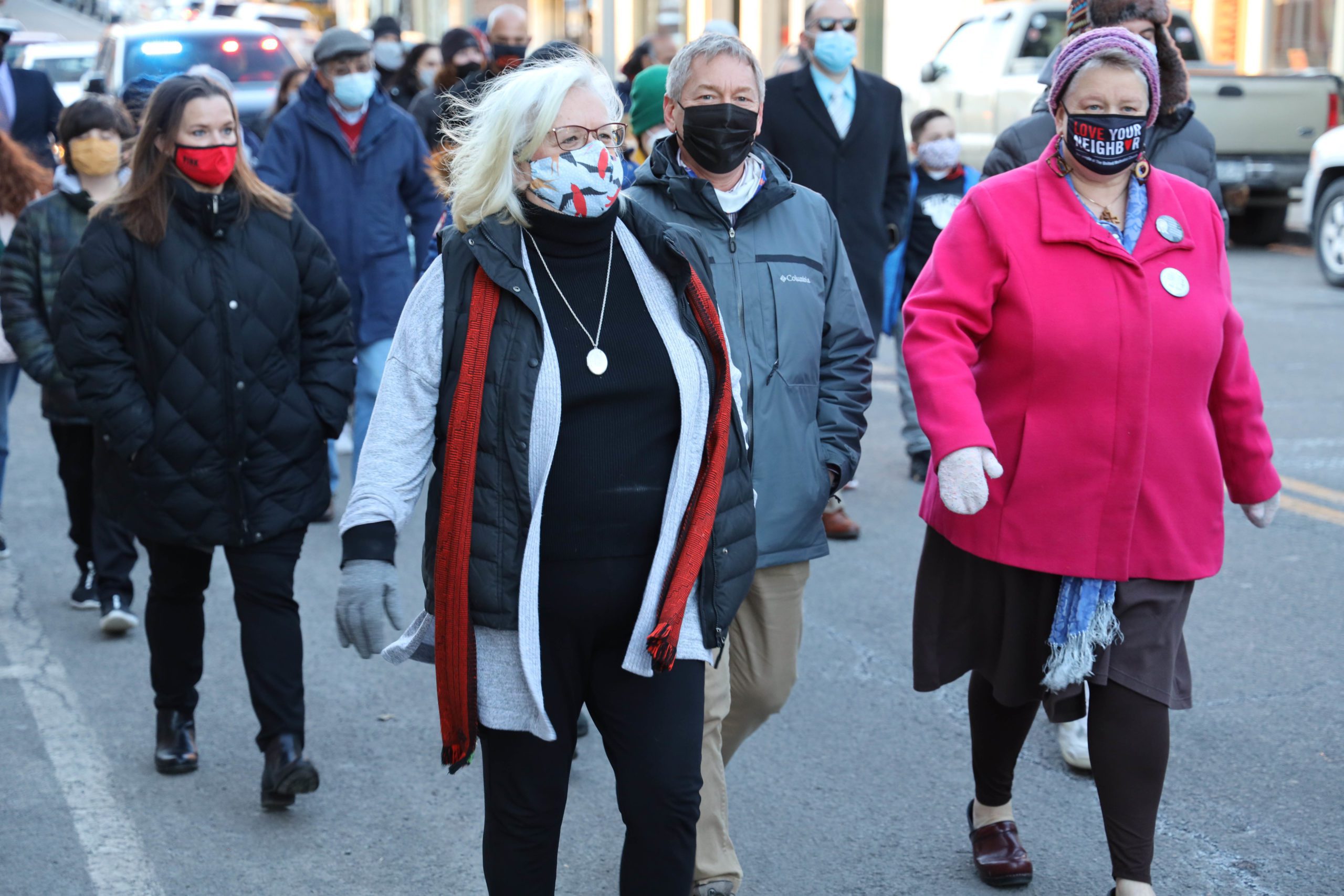 people marching