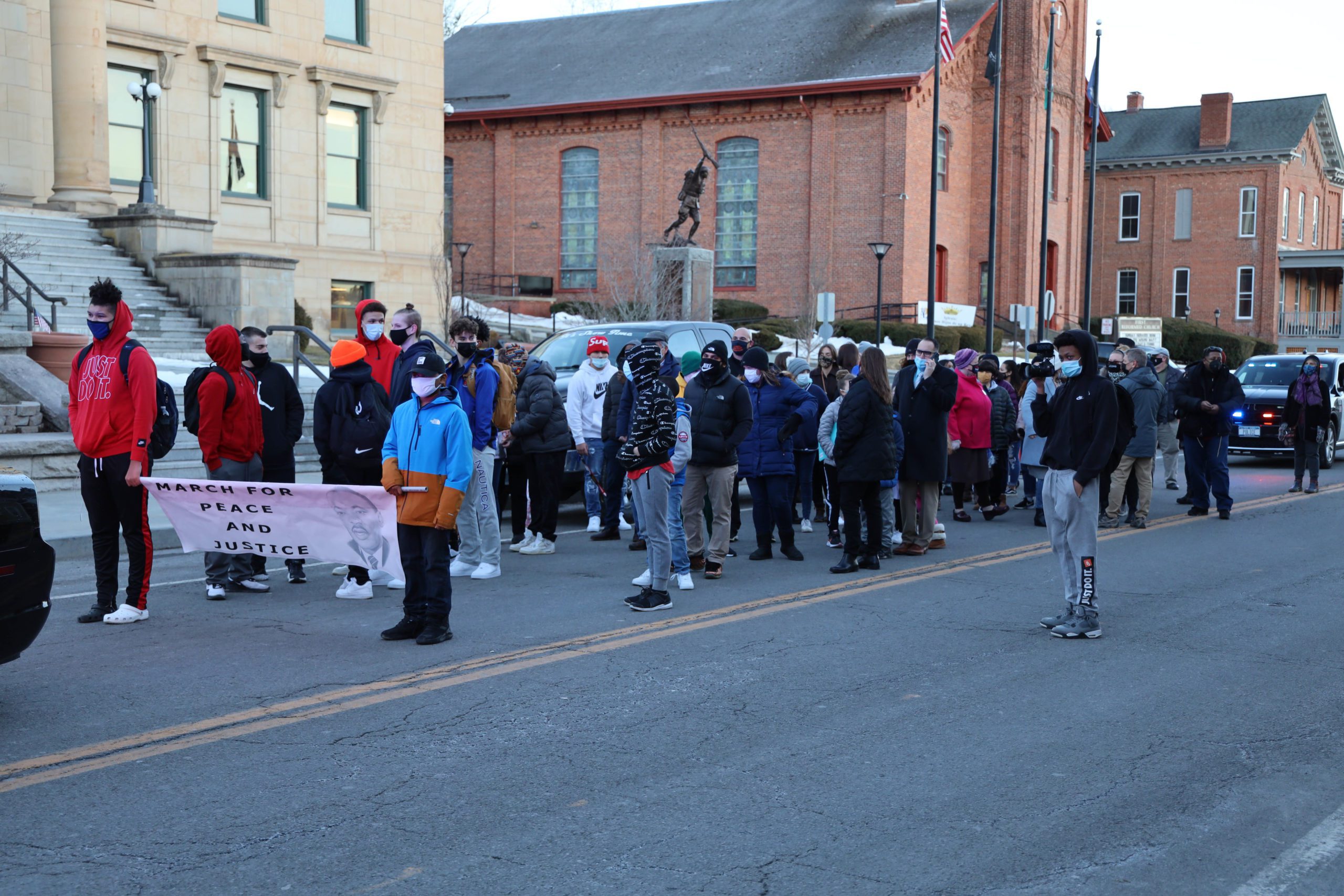 march forms up on street