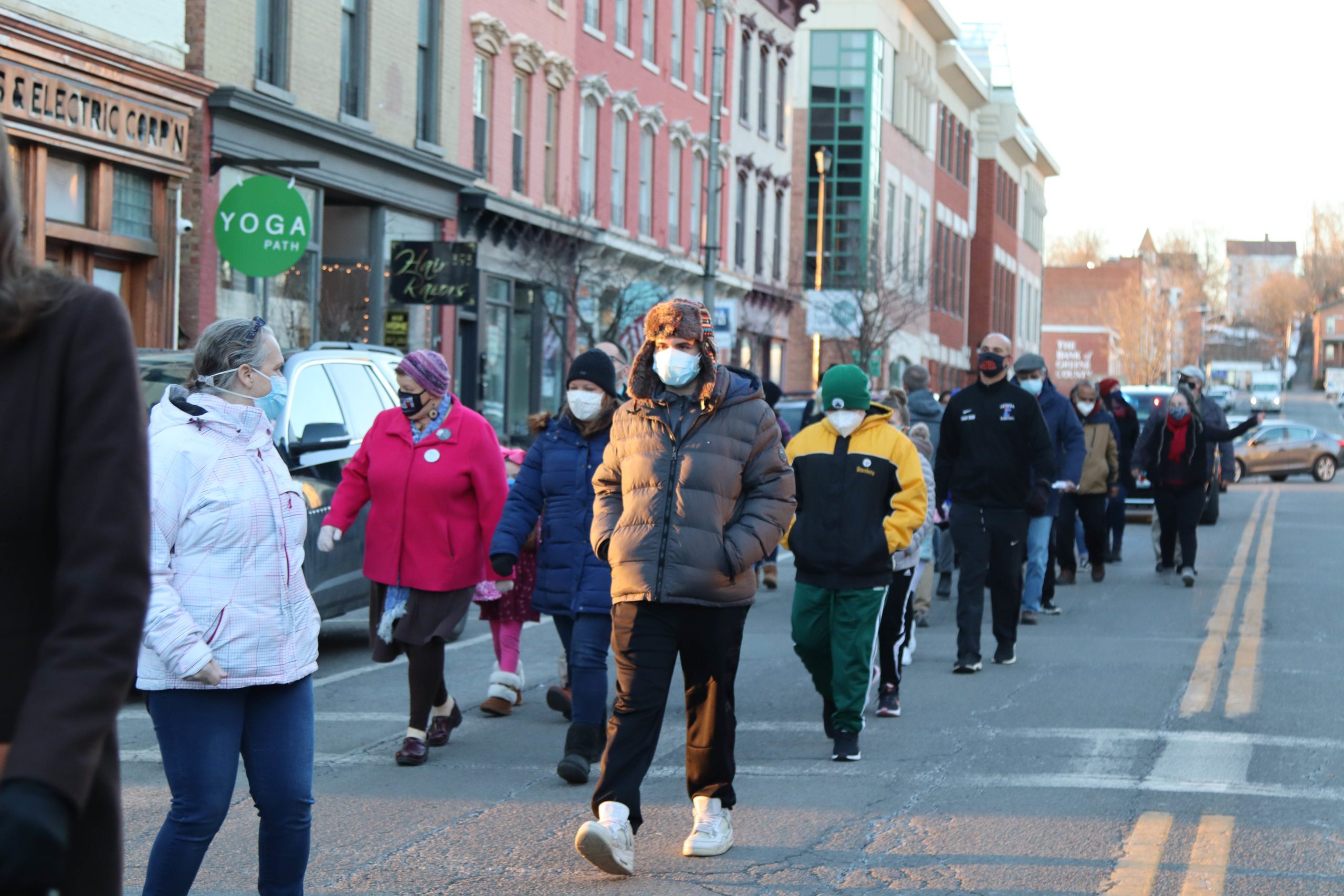 people marching