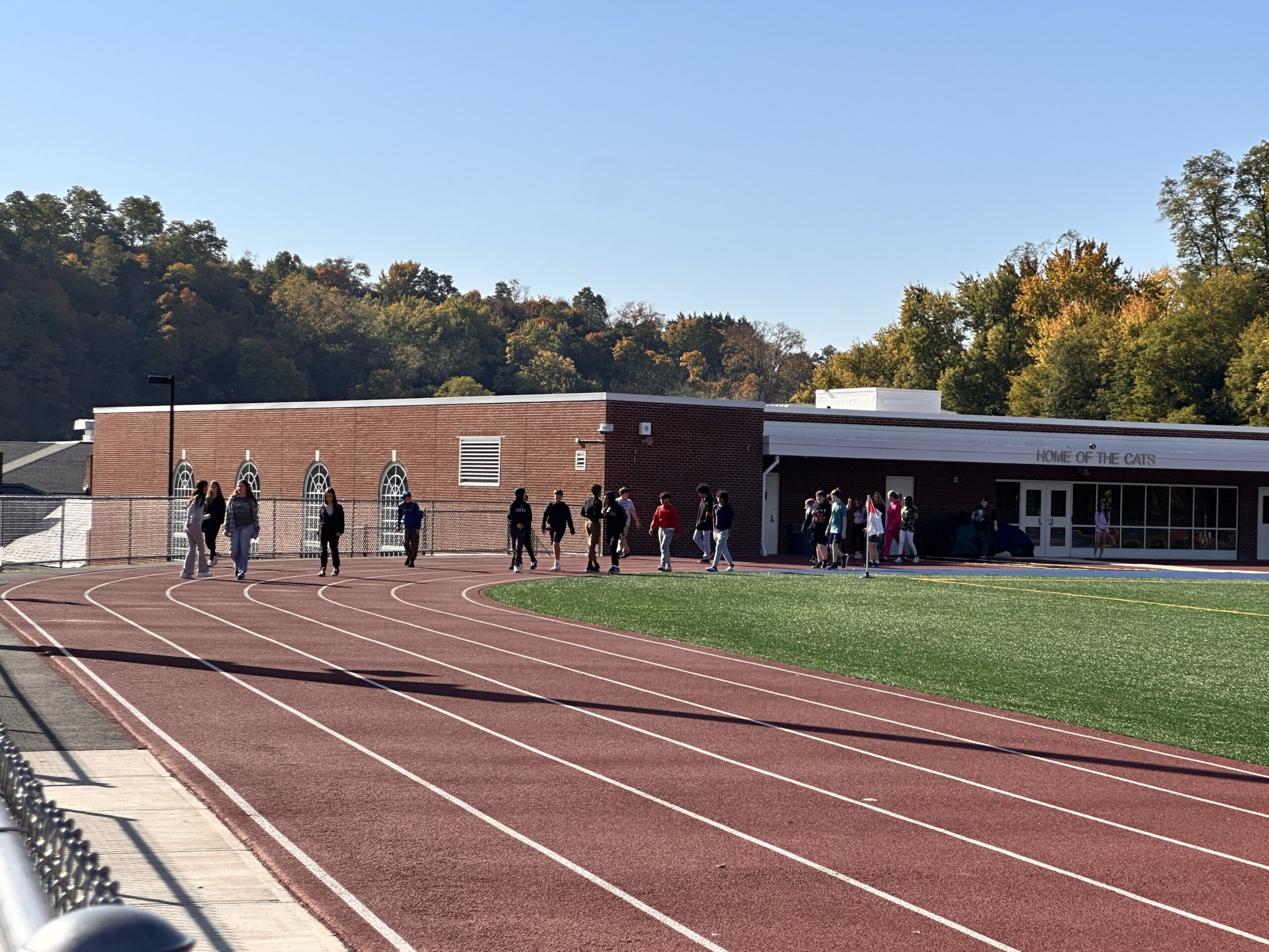 students walking on school track
