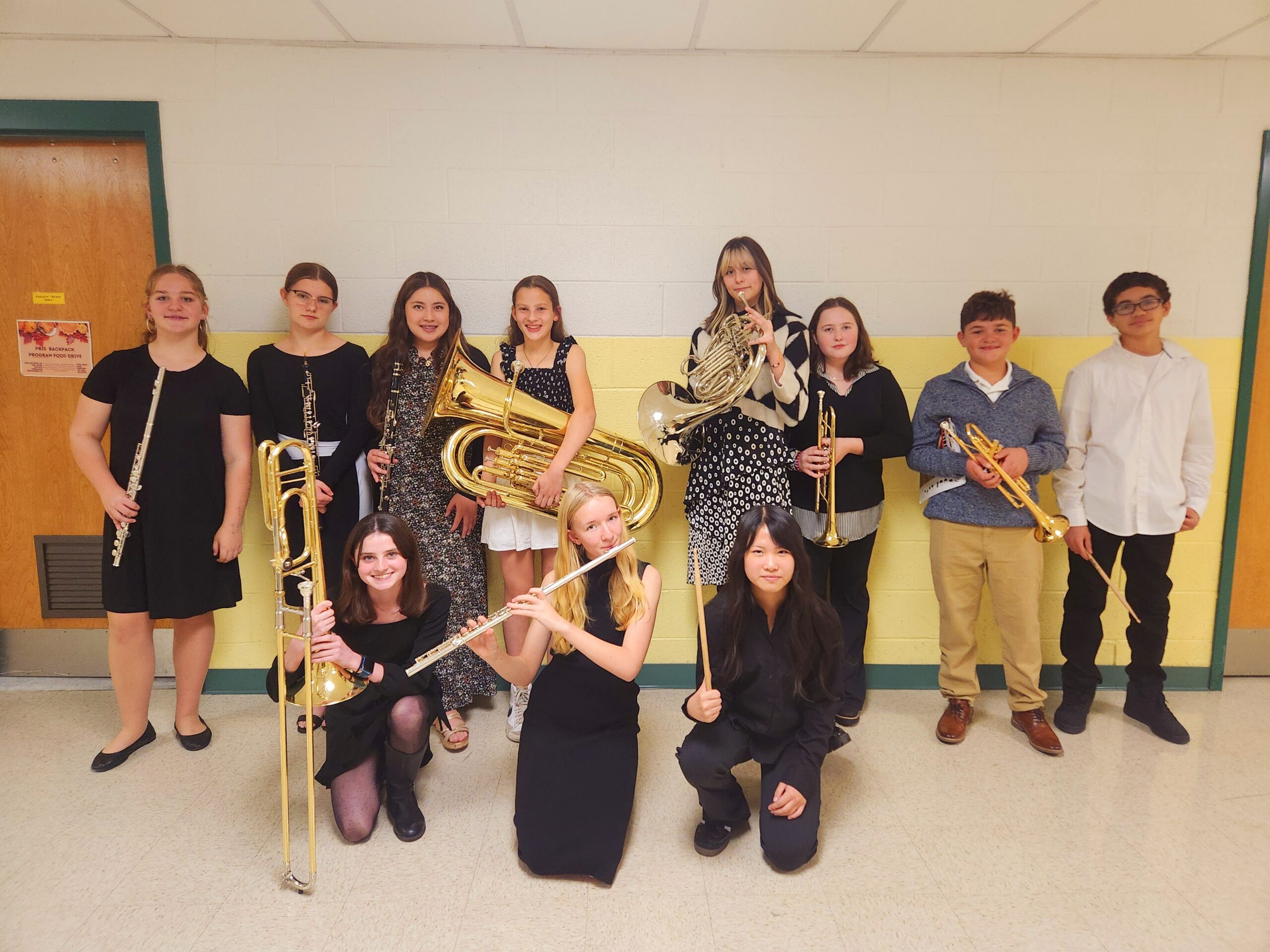 group photo of middle school band members