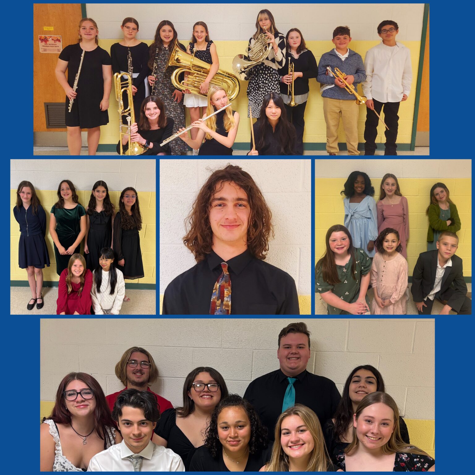 collage of group photos of student ensembles.