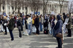 crowd at NYS Capitol steps