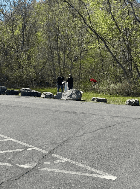 students picking up trash at Dutchman's Landing