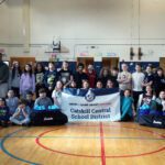elementary students and staff pose with Catskill