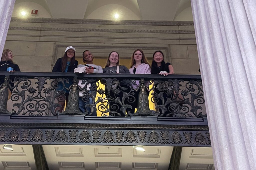 Girls on Federal Building Balcony