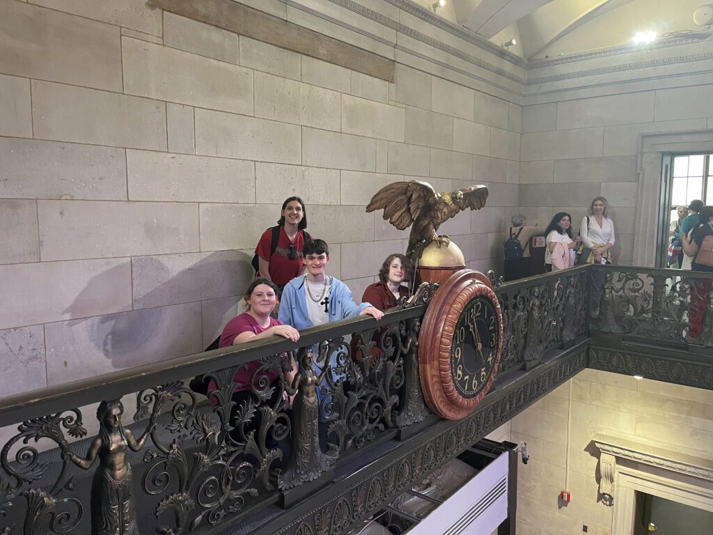 Grober and Students by Federal Hall Eagle