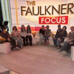 group photo of girls sitting on Faulkner Focus set