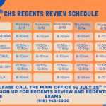 image of regents review schedule