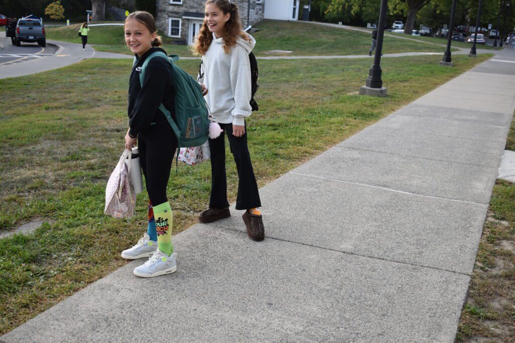 students wearing crazy socks