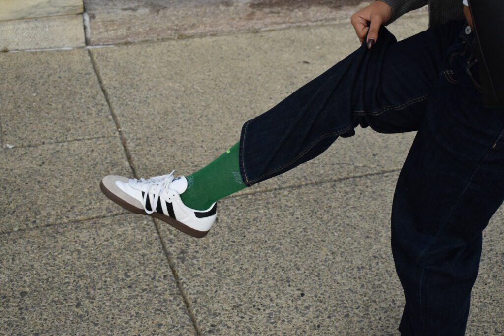 leg with green sock