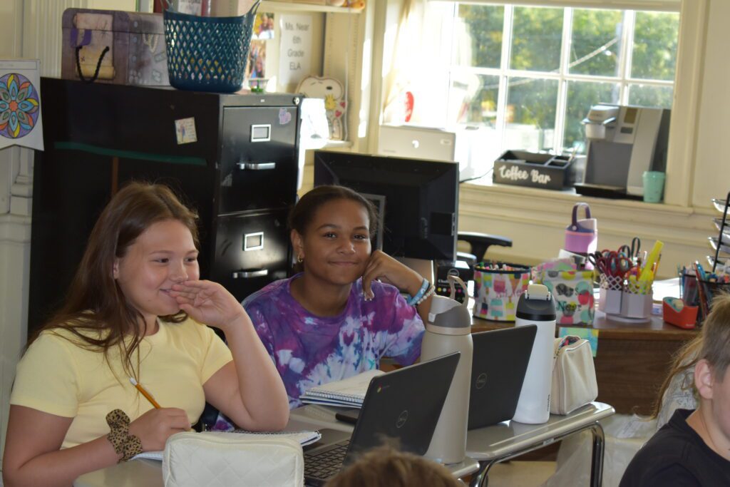 girls dressed in seventies style clothing