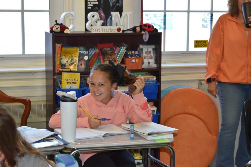 girl dressed in seventies style clothing