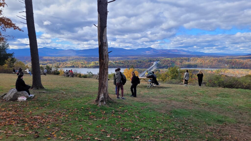 students looking at view of Hudson River