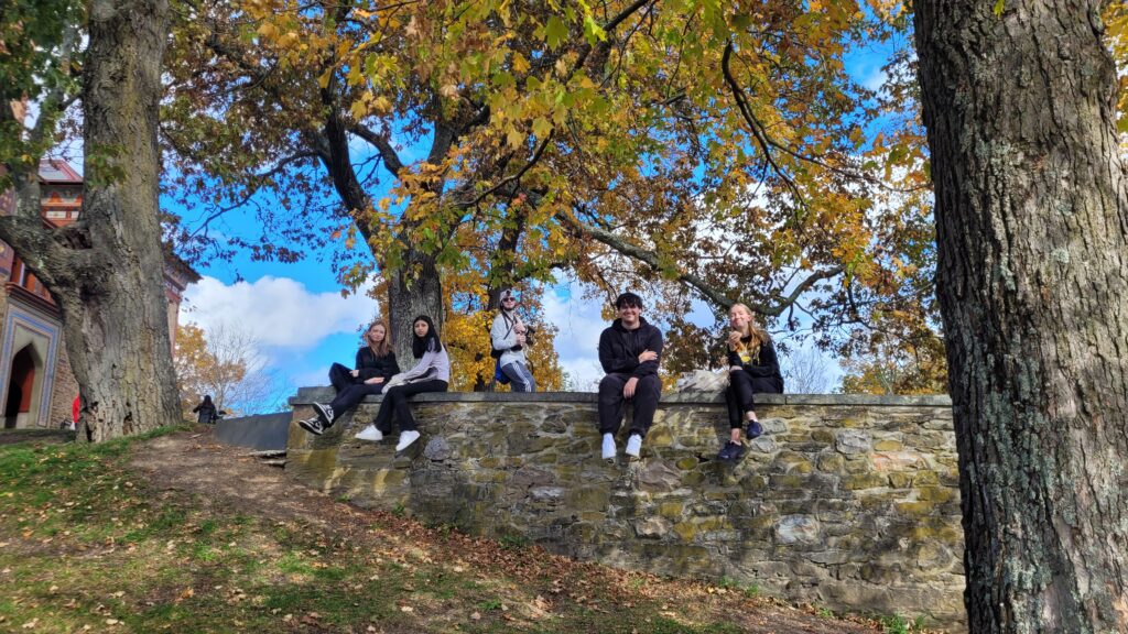 students on hillside