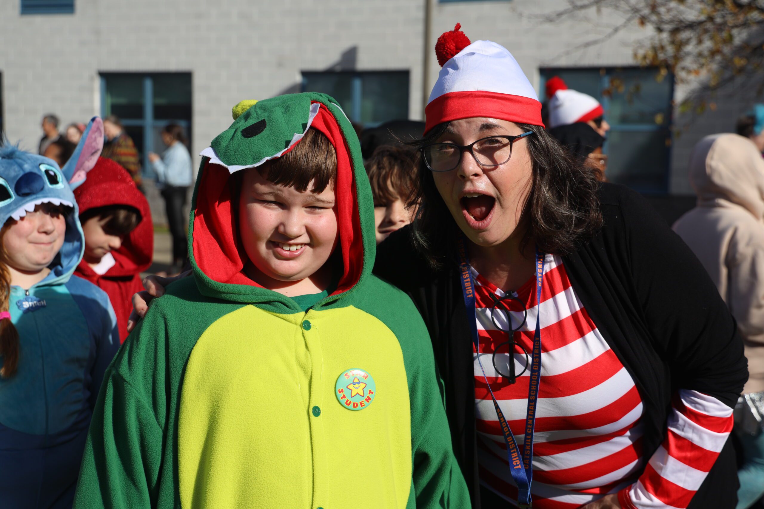 teacher and student in costumes