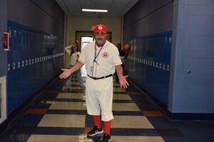 Man in baseball outfit