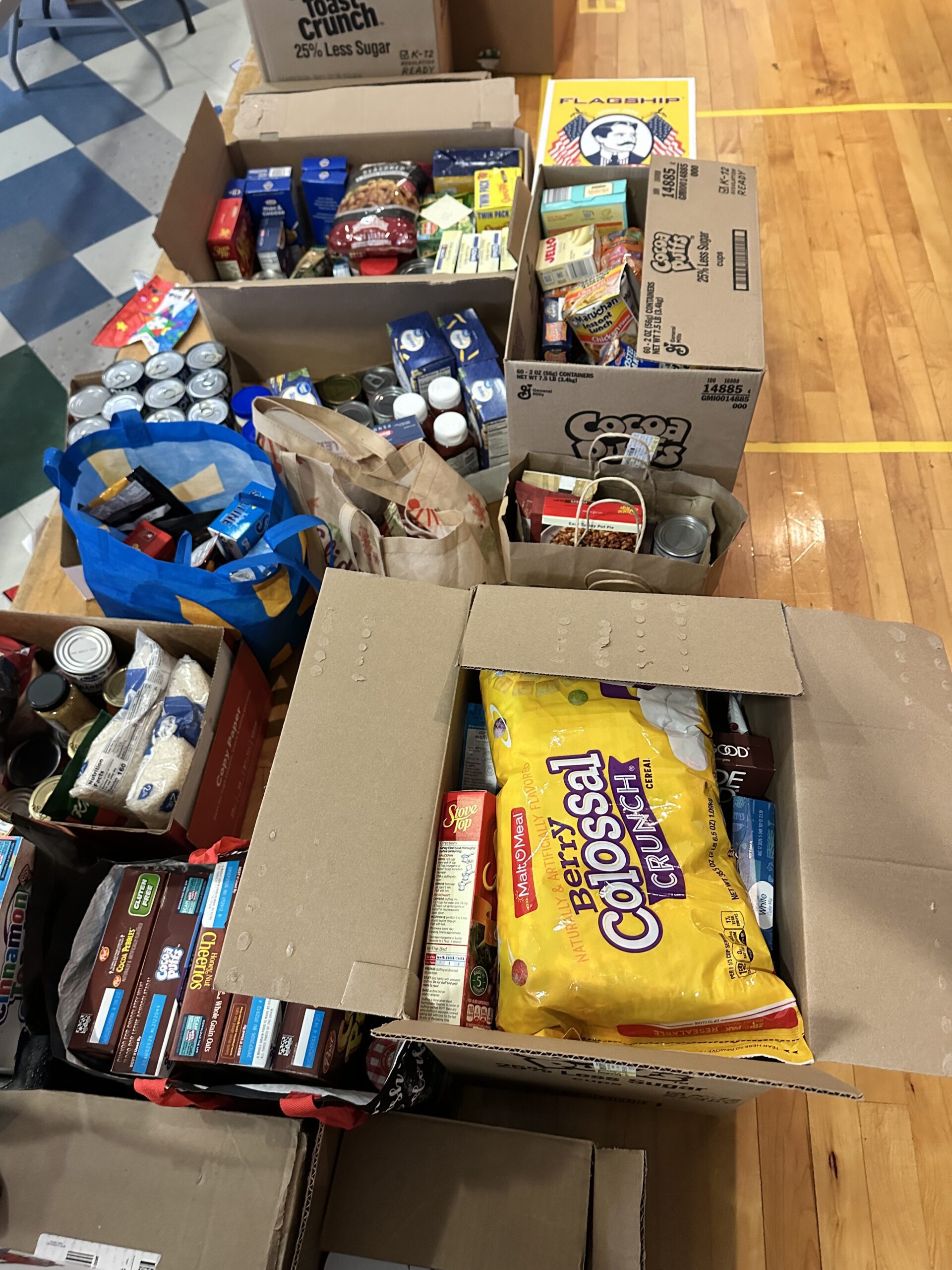 boxes filled with groceries