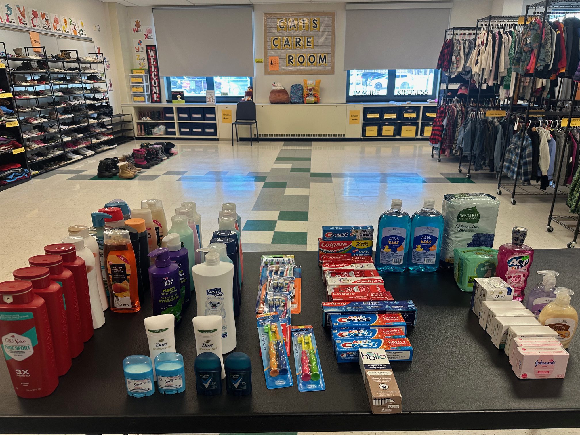 collection of personal hygiene items on table 