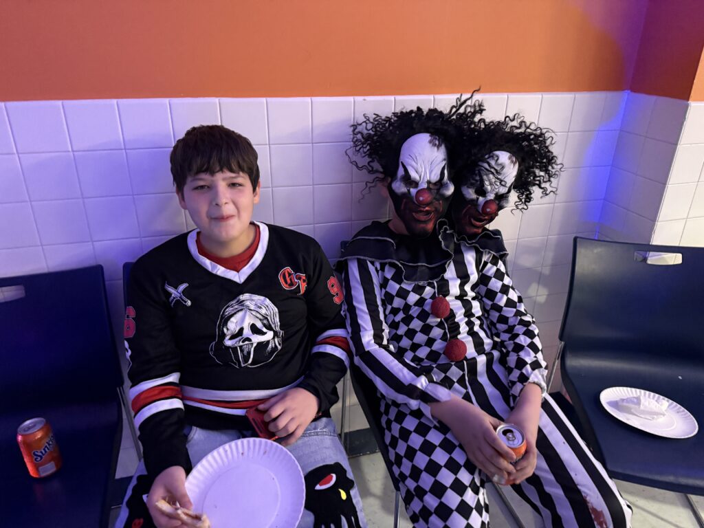two boys in Halloween Costumes