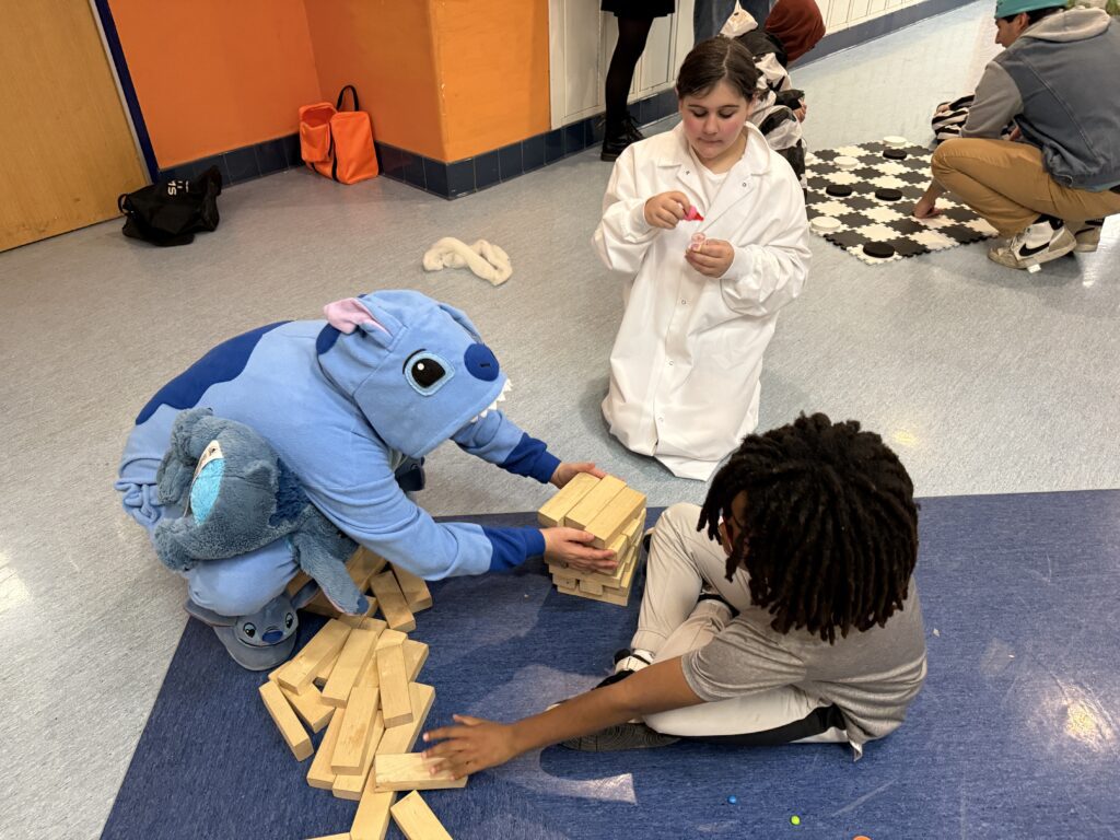 students playing Jenga