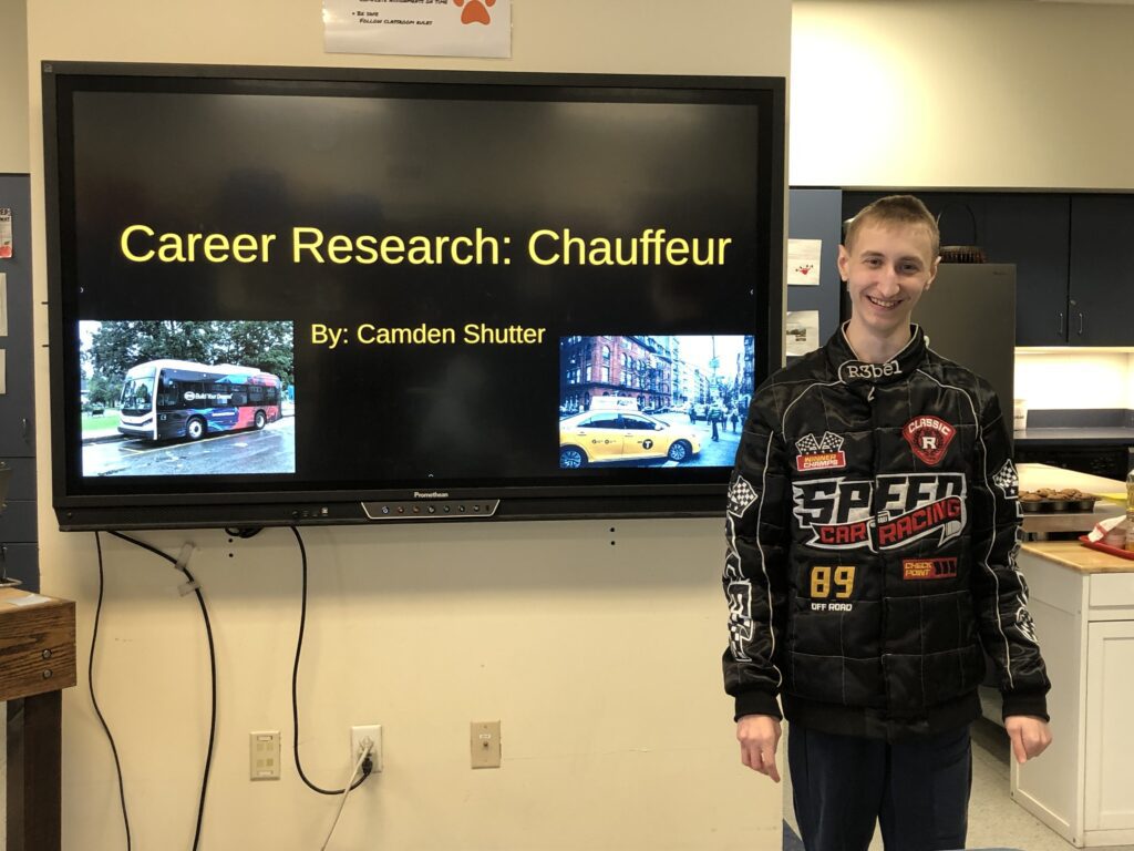 young man giving presentation