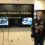 young man giving presentation