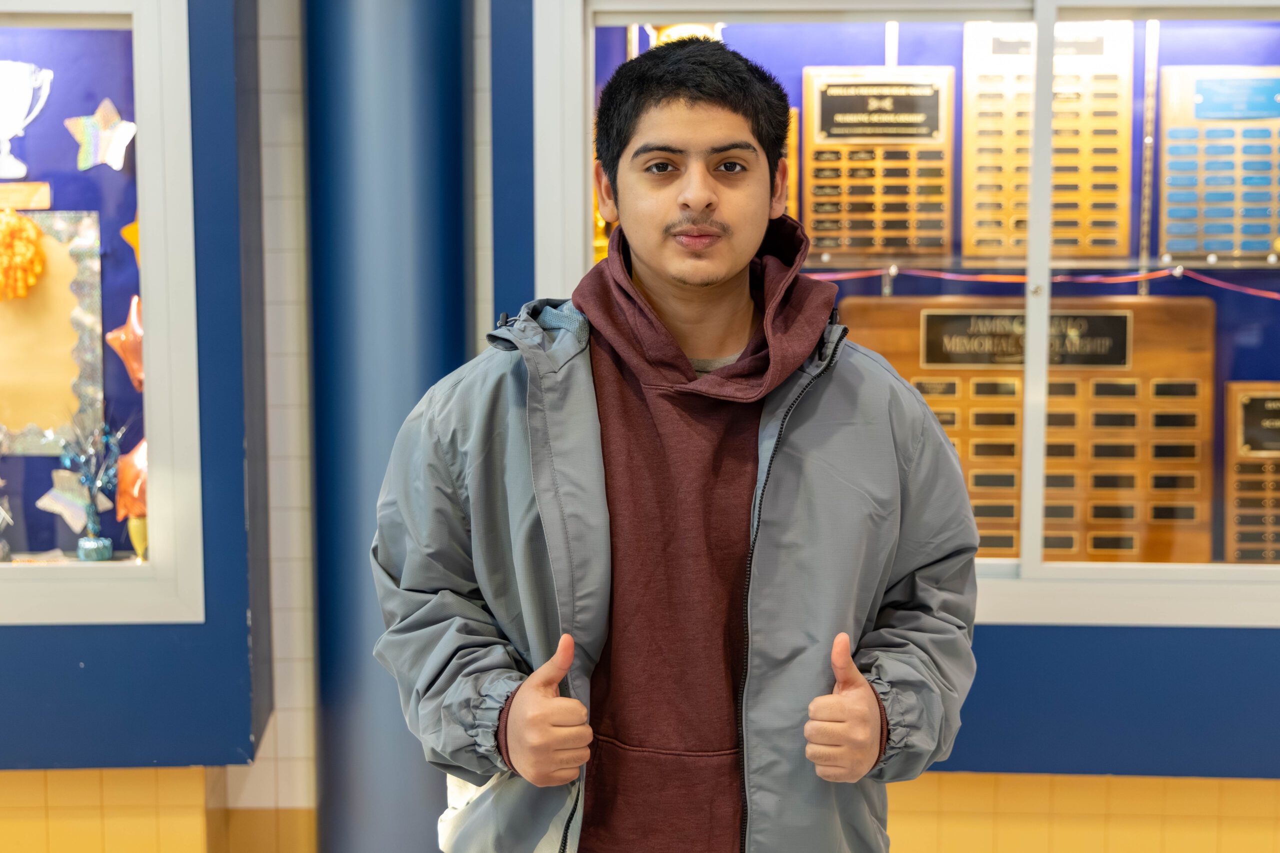 Boy giving thumbs up