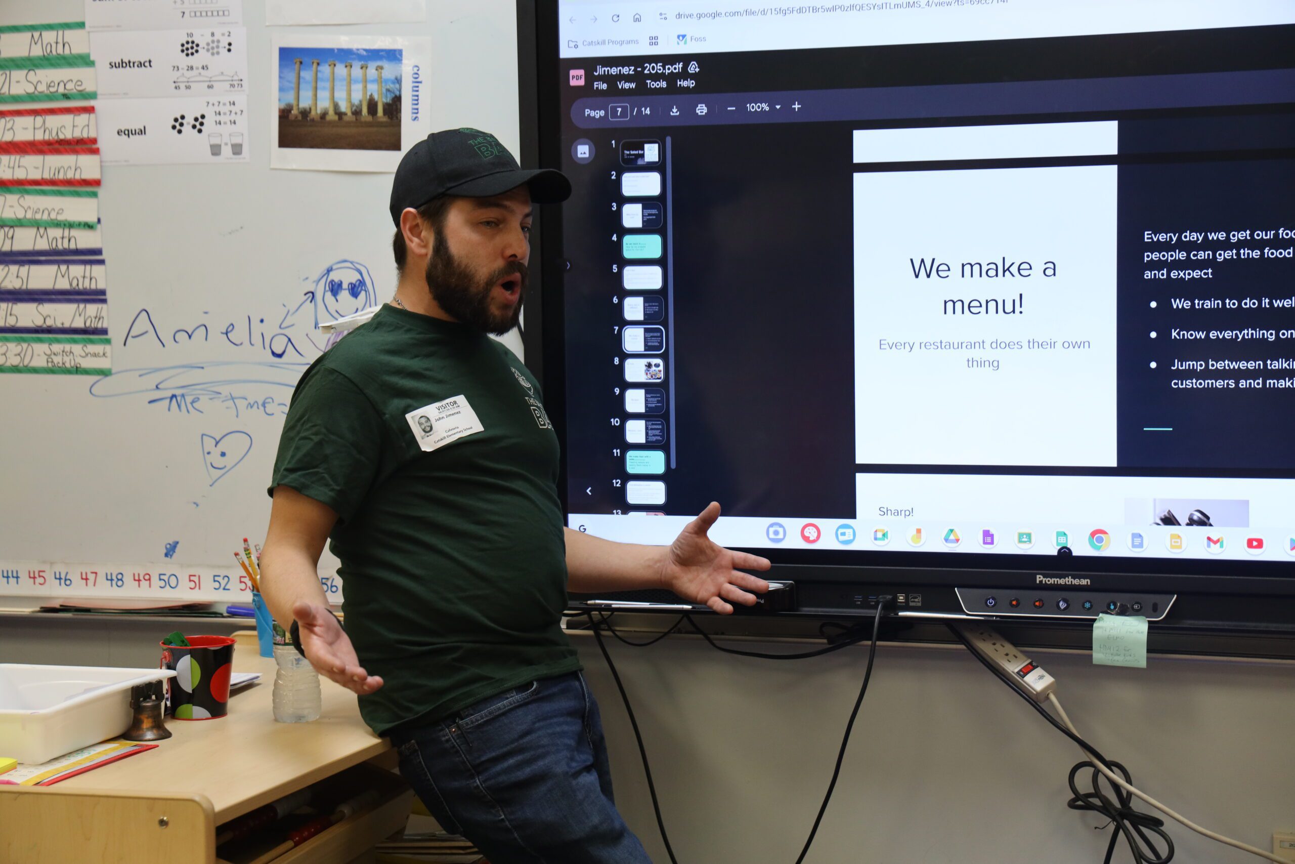 man giving job presentation in classroom