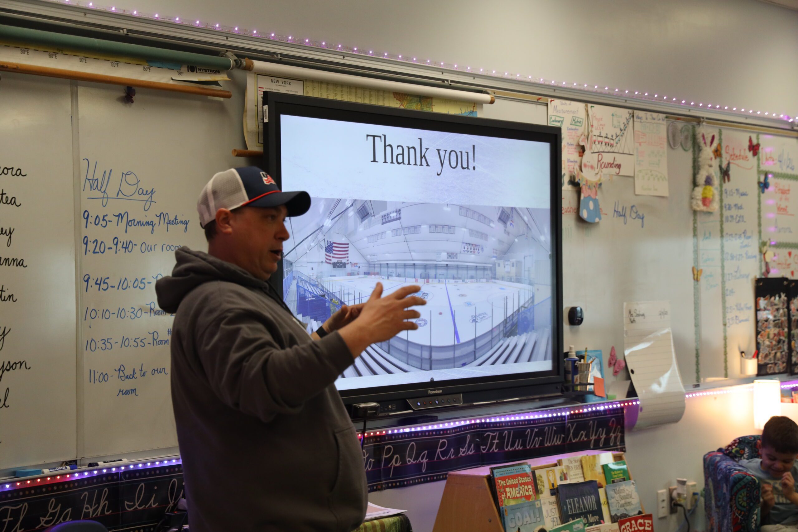 man giving job presentation in classroom
