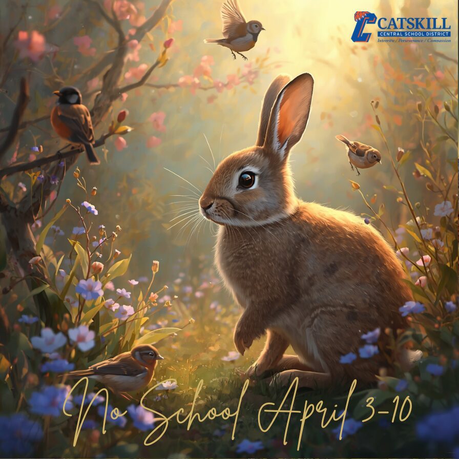 bunny and birds in sunny woodland scene