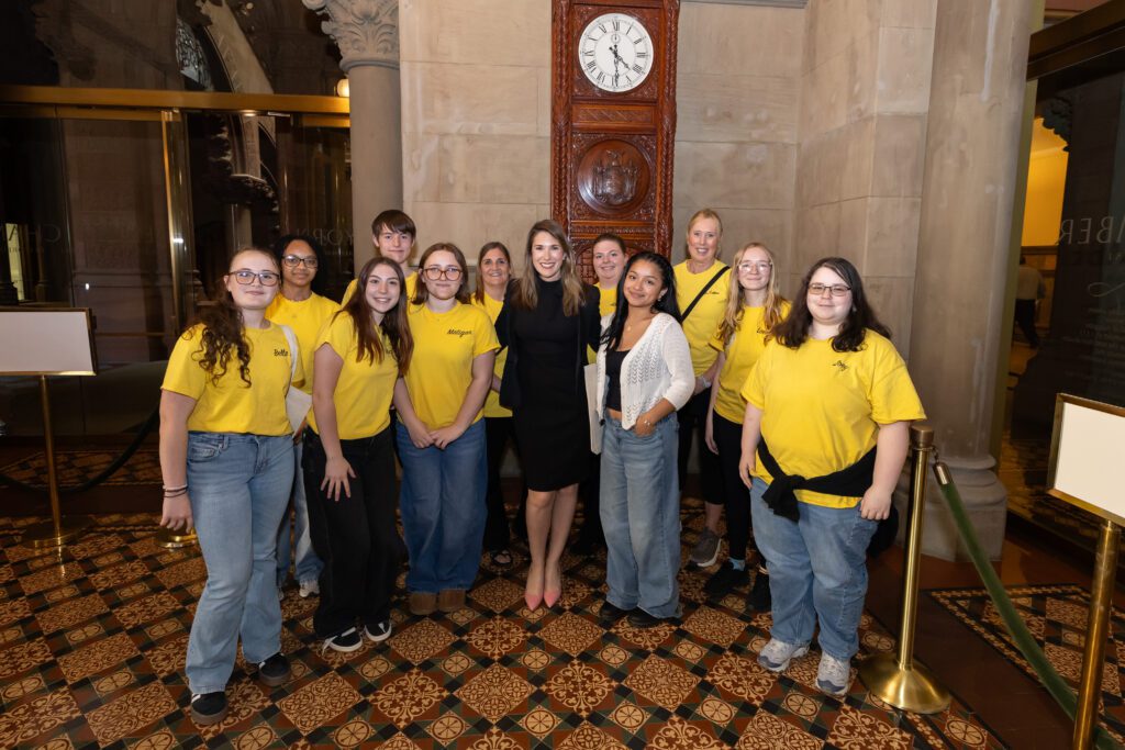 Yellow Ribbon Team and Senator Hinchey pose for group photo at NYS Capitol